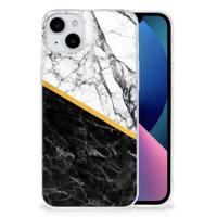 iPhone 15 Plus | TPU | Siliconen hoesje | Marmer Wit Zwart - Origineel Cadeau Man