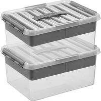 2x Opberg boxen/opbergdozen tray 15 liter40 x 30 x 18 cm