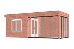 Tijdelijk 15% korting | Trendhout Buitenverblijf Casa 660x330 cm - Combinatie 1- Plat dak- Onbehandeld lariks Douglas hout- Trendhout