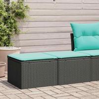 2-delige Loungeset met kussens poly rattan acacia zwart