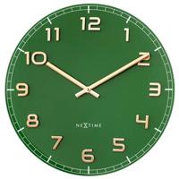 NeXtime - Wandklok 40cm-Stil-Groen-Glas|Aluminium-NeXtime "Classy