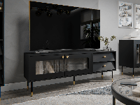 Tv-meubel AURALU 2 deuren 2 lades 150 cm zwart