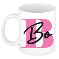 Naam mok Bo - roze - wit - keramiek - 300 ml - verjaardag/cadeau beker