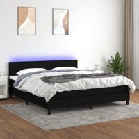 Boxspring met matras en LED stof zwart 180x200 cm