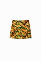 Slim fit minirok met bloemen - ORANGE - M