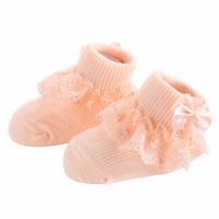 3 paren Bow Lace baby sokken pasgeboren katoen baby sok maat: M (oranje)