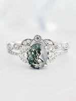 Vintage Botanisch Strass Ring - thumbnail