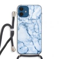 Blauw marmer: iPhone 12 mini Transparant Hoesje met koord