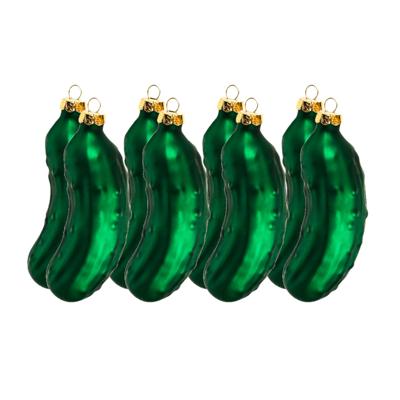 Kersthangers - augurken - 8x stuks - glas - 9 cm - kerstboomversiering - kerstornamenten