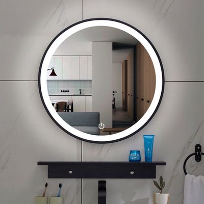 OUTLET Spiegel BWS Lucy met LED Verlichting Dimbaar Rond 80 cm Mat Zwart