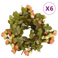 VidaXL Kerstslingers met bloemen 6 st 215 cm zonsopgang rood