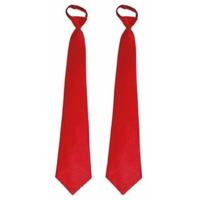 Funny Fashion carnaval verkleed stropdas - 2x stuks - rood - 46 cm - polyester - volwassenen Funny Fashion carnaval verkleed stropdas - 2x stuks - rood - 46 cm - polyester - volwassenen