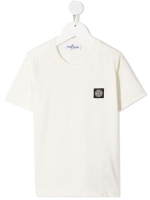 Stone Island Junior t-shirt à patch logo - Blanc