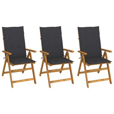 Tuinstoelen 3 st inklapbaar met kussens massief acaciahout