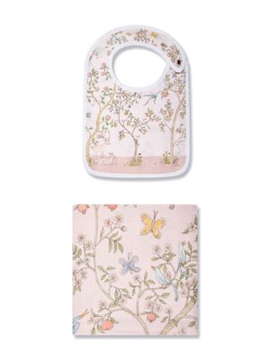 Atelier Choux lot de deux bavoirs Carré & Satin In Bloom - Rose