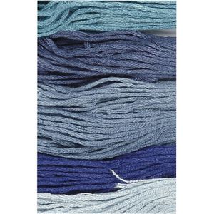 6x Hobby naaigaren/borduurgaren blauwtinten 1mm   -