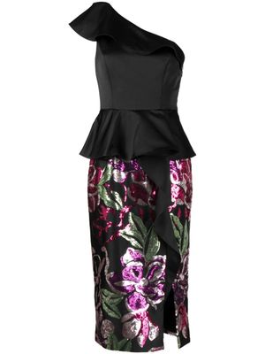 Marchesa Notte robe courte brodée de sequins - Noir