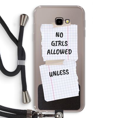 No Girls Allowed Unless: Samsung Galaxy J4 Plus Transparant Hoesje met koord