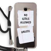 No Girls Allowed Unless: Samsung Galaxy J4 Plus Transparant Hoesje met koord