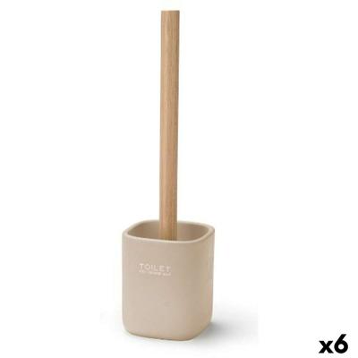 Toiletborstel Berilo Wit Beige Hout Polyresin 9,6 x 37 x 9,5 cm (6 Stuks)