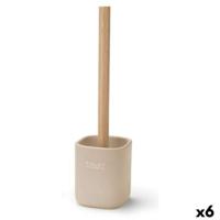 Toiletborstel Berilo Wit Beige Hout Polyresin 9,6 x 37 x 9,5 cm (6 Stuks)