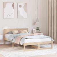 Bedframe met hoofdeinde Bruin 135 x 190 cm Massief grenenhout