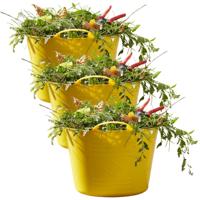 Flexibele kuip / emmer - 3x - geel - 15 liter - kunststof - 35 x 28 cm - met handvatten