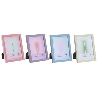 Fotolijsten Home ESPRIT Blauw Groen Kristal Hout MDF Stads (4 Stuks)