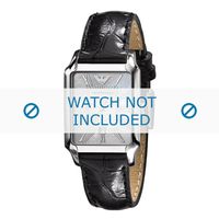 Armani horlogeband AR0413 Leder Zwart 16mm + zwart stiksel