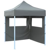 Partytent met 2 zijwanden inklapbaar 2x2 m staal antraciet