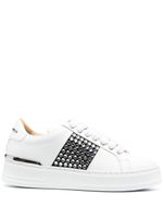 Philipp Plein baskets en cuir à ornements en cristal - Blanc - thumbnail