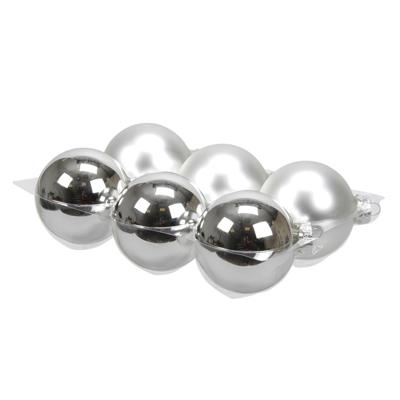 Kerstballen - 6 stuks - zilver - glas - 8 cm?- Kerstboomversiering