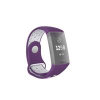 Hama Sportpolsband Voor Fitbit Charge 3/4 Ademend Horlogebandje Paars/grijs