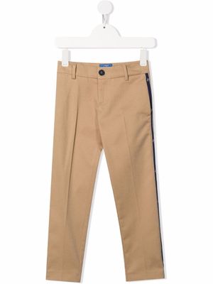 Fay Kids pantalon en coton à bande logo - Tons neutres