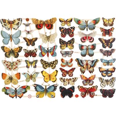 Creativ Company Vintage plaatjes, vlinders, vel 16,5x23,5 cm, 2 vel/ 1 doos