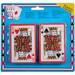 Set van 2x geplastificeerd poker/kaartspel speelkaarten   -