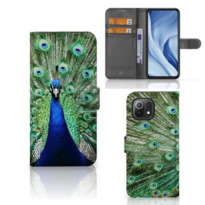Xiaomi 11 Lite 5G NE | Mi 11 Lite | Telefoonhoesje | Met pasjeshouder | Pauw