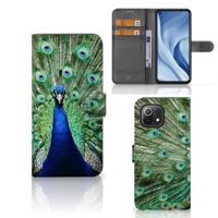 Xiaomi 11 Lite 5G NE | Mi 11 Lite | Telefoonhoesje | Met pasjeshouder | Pauw