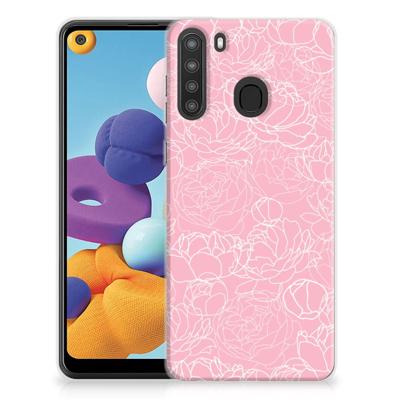 Samsung Galaxy A21 | TPU Case | White Flowers