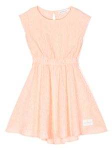 Calvin Klein Kids robe évasée à effet froissé - Rose