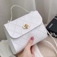 Women's Mini PU Leather Crossbody Bag - White Geometric Square Bag White-4