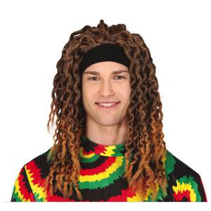 Verkleedpruik voor heren - rasta/dreads pruik Jamaica - bruin