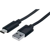 Manhattan USB-kabel USB 2.0 USB-C stekker, USB-A stekker 1.00 m Zwart UL gecertificeerd 353298 - thumbnail