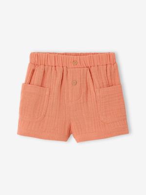 Baby short van katoengaas sinaasappel