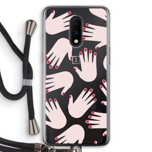 Hands pink: OnePlus 7 Transparant Hoesje met koord