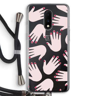 Hands pink: OnePlus 7 Transparant Hoesje met koord