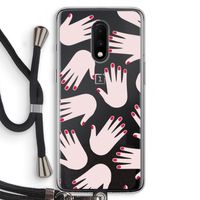 Hands pink: OnePlus 7 Transparant Hoesje met koord