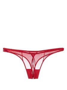 Maison Close string en dentelle à bords festonnés - Rouge