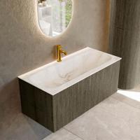 Badmeubel Mondiaz Kurve-Dlux | 100 cm cm | Meubelkleur Shadow | Wastafelkleur Frappe | Solid surface | Wasbak midden spoelbak | 1 kraangat