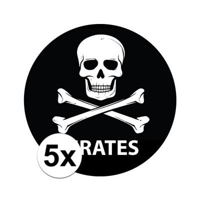 Piraten thema deur / muur sticker - 5x - zwart - Dia 15 cm - rond - Feestartikelen - Jolly Roger vla Piraten thema deur / muur sticker - 5x - zwart - Dia 15 cm - rond - Feestartikelen - Jolly Roger vla
